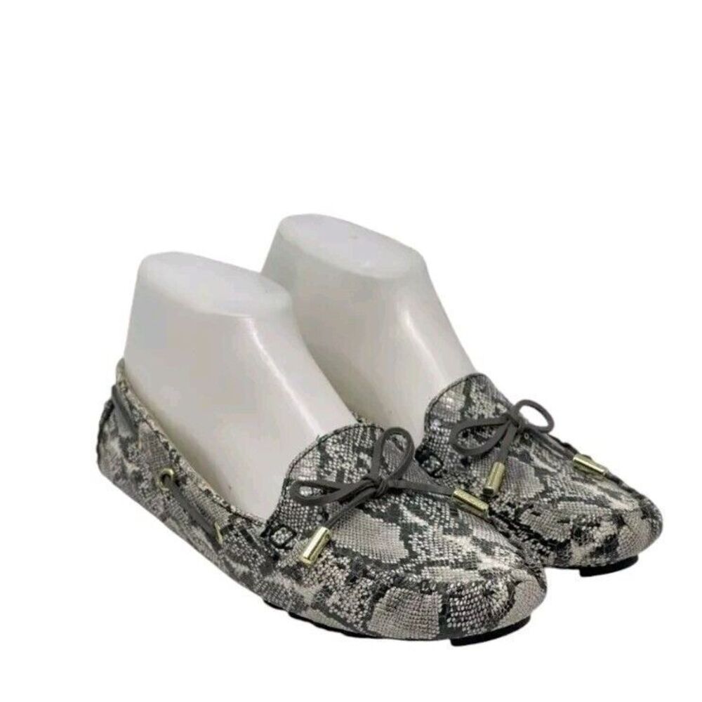 Cole Haan Driver Shoes Loafers Chalk Python Printed Leather Slip On Women's 9 B
